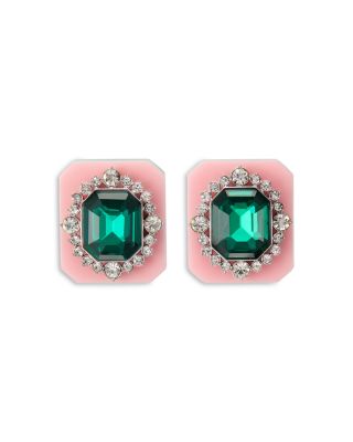 Kurt Geiger London Signature Eagle Multicolor Framed Crystal Stud Earrings in Rhodium Plated