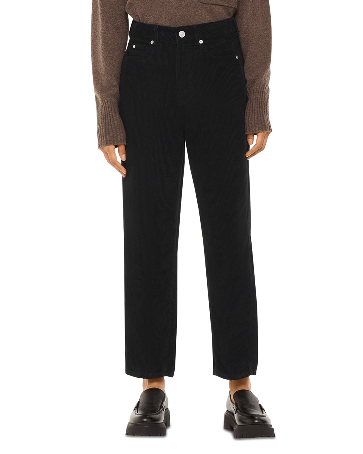 High-Rise Cropped Corduroy Pants