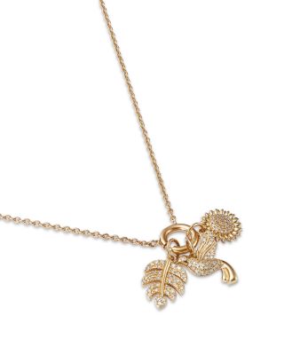 Diamond Garden Inspired Charm Necklace in 14K Yellow Gold, 0.25 tcw