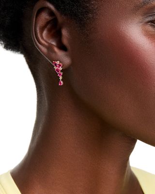 Ruby & Diamond Drop Earrings in 14K Rose Gold