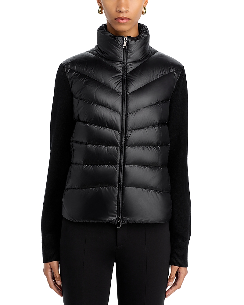Moncler Mixed Media Wool Puffer Cardigan