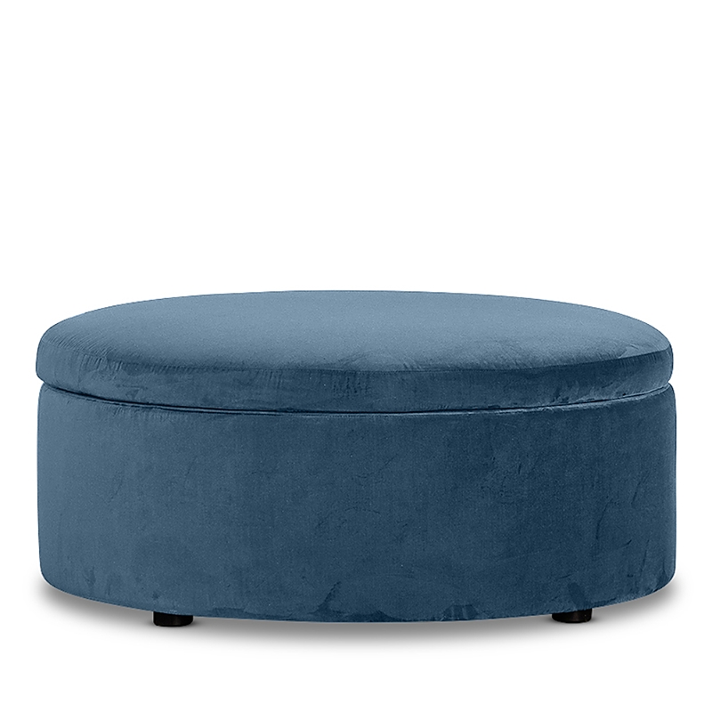 Bloomingdale's Alta Large Round Storage Ottoman, In Fabric In Amici Denim