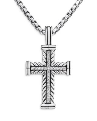 Chevron Cross Pendant in Sterling Silver, 41.5mm