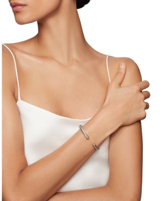 Classic Cable Bracelet in Sterling Silver with 14K Yellow Gold Domes, 5mm