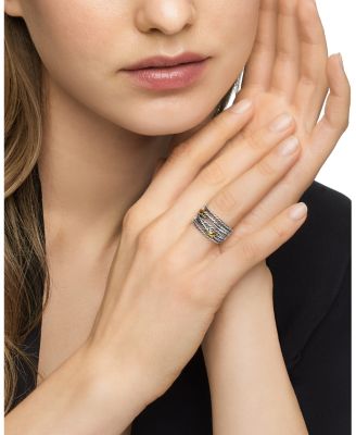 Double X Crossover Ring in Sterling Silver with 18K Yellow Gold, 13mm