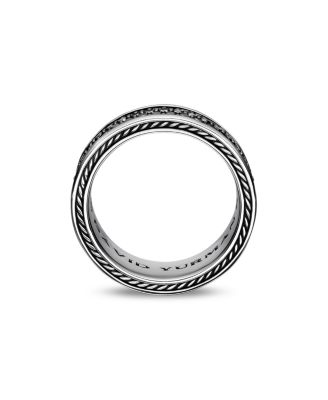 Men's Streamline&reg; Three-Row Band Ring with Black Diamonds