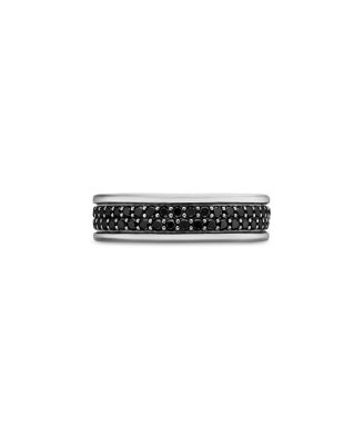 Men's Streamline&reg; Two Row Band Ring in Sterling Silver with Black Diamonds, 6.5mm