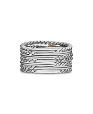 Double X Crossover Ring in Sterling Silver with 18K Yellow Gold, 13mm