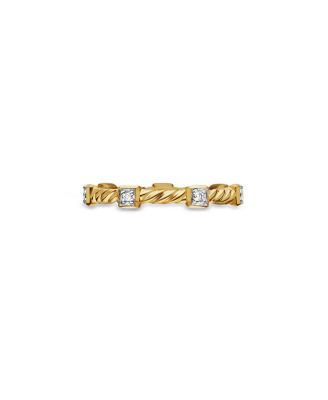 Cable Collectibles Stations Stack Ring in 18K Yellow Gold with Diamonds, 2mm