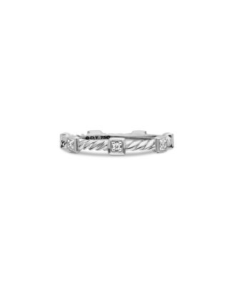 18K White Gold Cable Collectibles Diamond Stack Rings