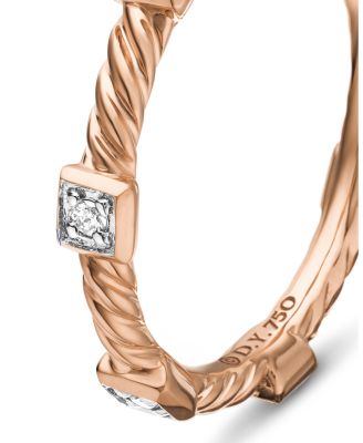 Cable Collectibles Cable Stack Ring in 18K Rose Gold with Diamonds