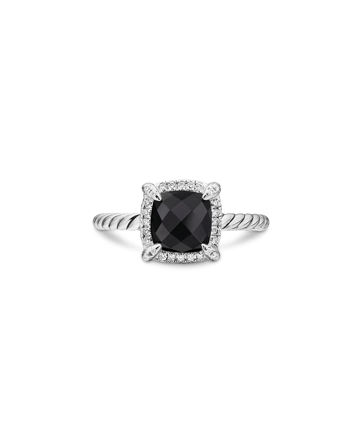 David Yurman Sterling Silver Petite Chatelaine Ring with Black Onyx & Diamonds - Exclusive