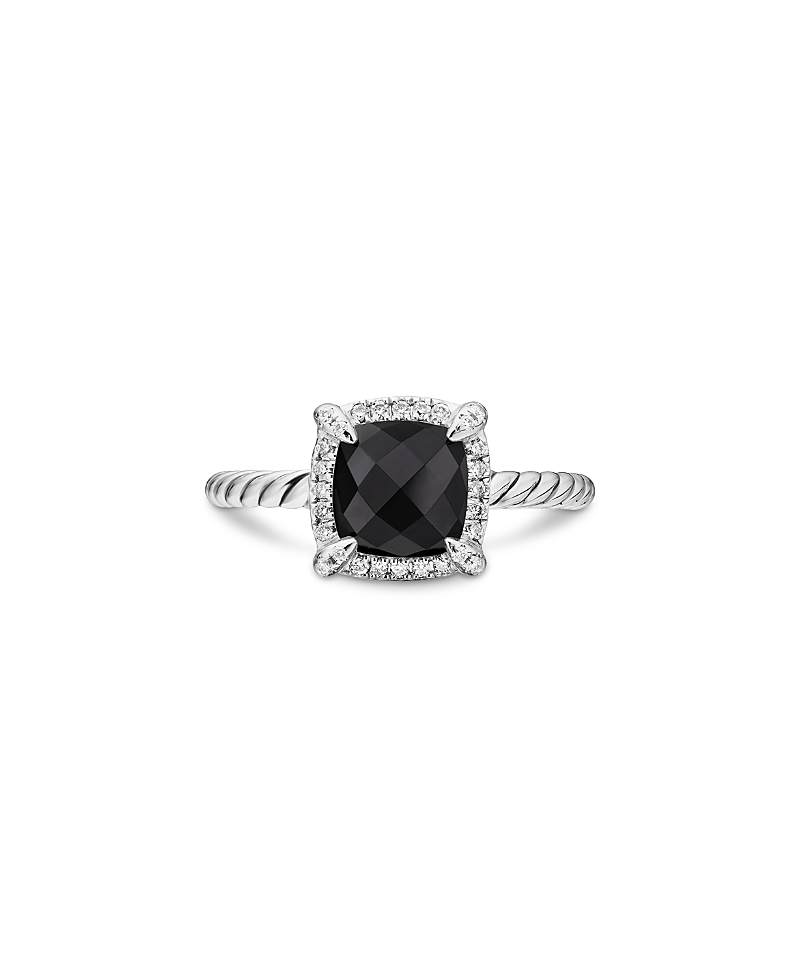 David Yurman Sterling Silver Petite Chatelaine Ring with Black Onyx & Diamonds - Exclusive