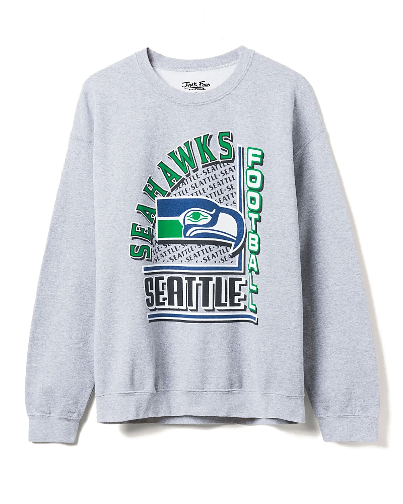 Junk Food Clothing Unisex Nfl Seattle Seahawks Backfield Crew Fleece In Heather Grey
