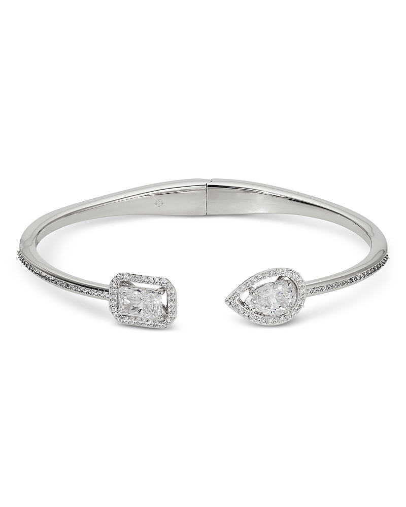 Nadri Radiant Halo Open Bangle Bracelet In Silver