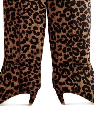 Women's Remy Leopard Print Calf Hair Knee High Boots