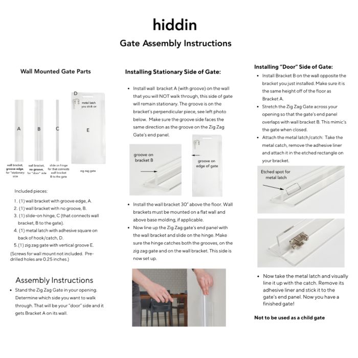 Wall Mounted Clear Pet Gate Zig Zag , 8 Panel