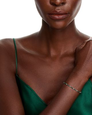 Emerald & Diamond Tennis Bracelet in 14K White Gold