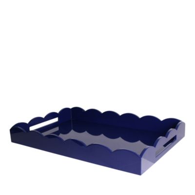 Navy Scalloped Ottoman Tray, 26&amp;quot; x 17&amp;quot;  