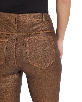 Metallic Coated High Rise Ankle Straight Jeans in Copper