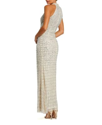 Embellished Halter Neck Keyhole Gown
