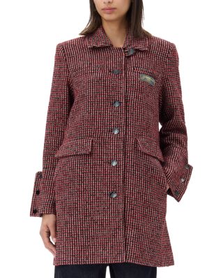 GANNI - Woollen Check Midi Jacket