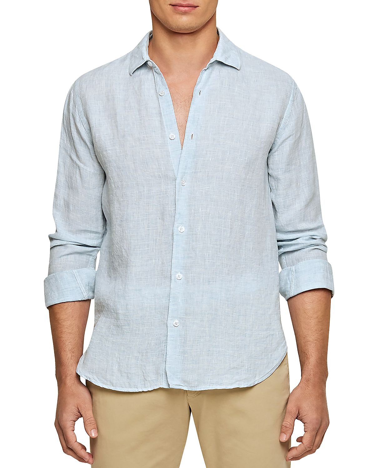 Orlebar Brown Giles Linen Textured Tailored Fit Button Down Shirt