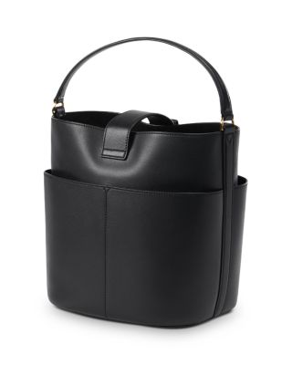 Veronica Beard Small Crest Lock Leather Bucket Bag