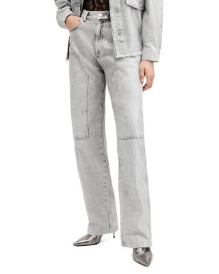 ALLSAINTS - Mia Carpenter High Rise Jeans in Coated Silver