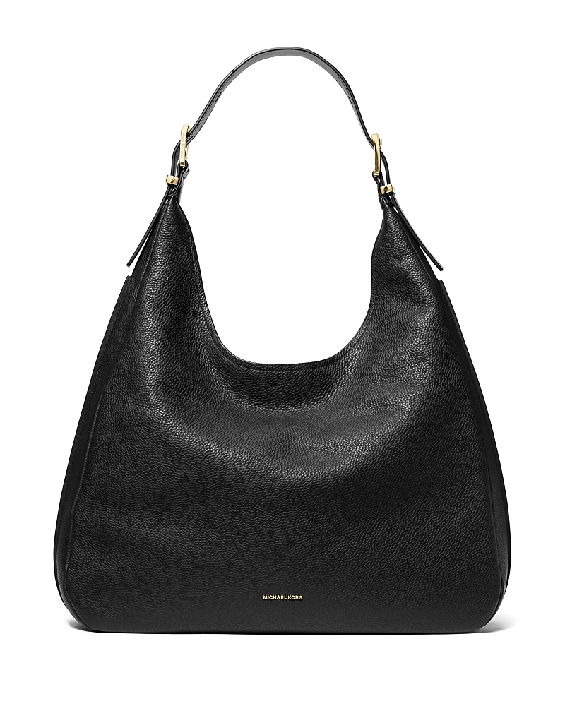 Michael Kors Nolita Large Pebbled Leather Hobo Shoulder Bag In Black
