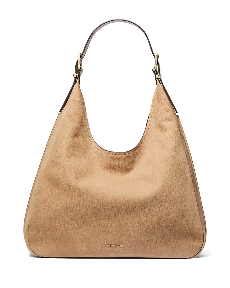 Michael Kors Nolita Large Suede Hobo Shoulder Bag In Camel