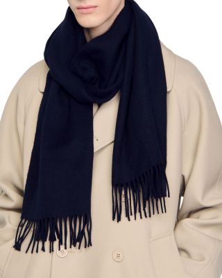 Sandro Wool & Cashmere Fringe Trimmed Scarf