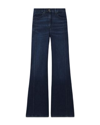 Petite Wide Leg Mid Rise Jeans in Dark Blue