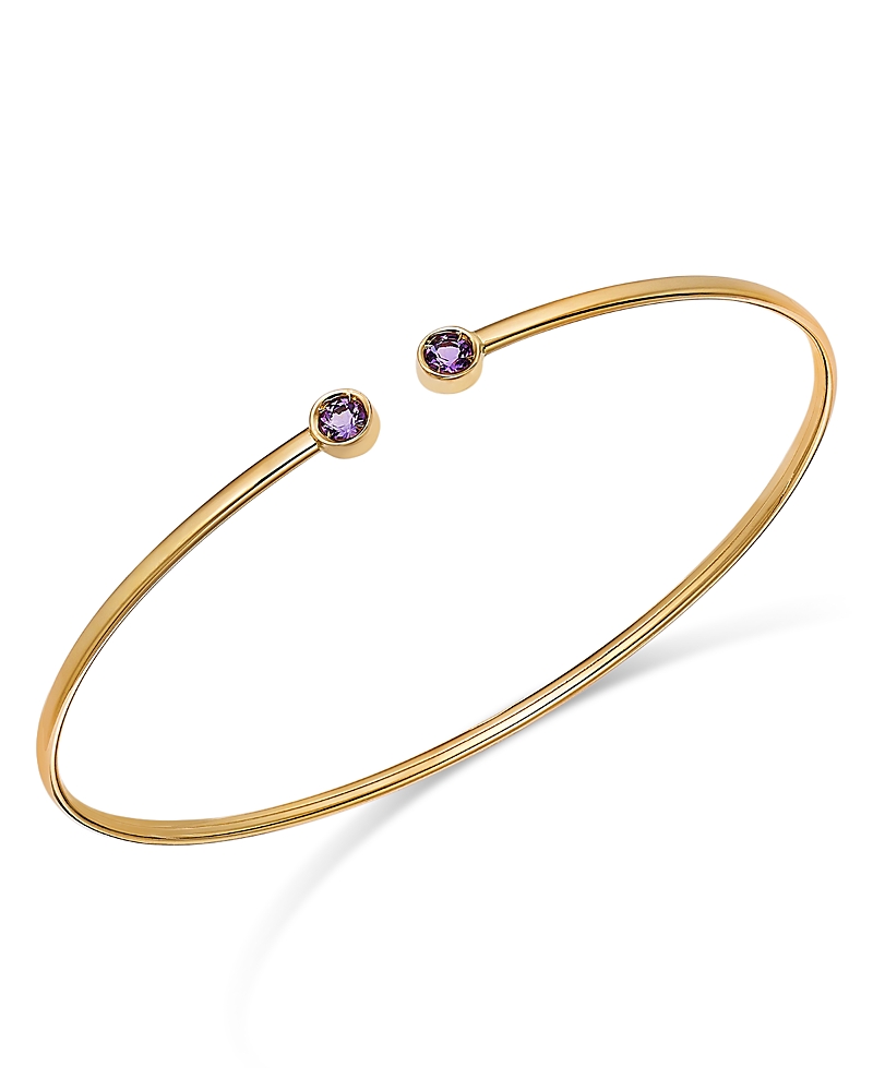 Moon & Meadow 14k Yellow Gold Amethyst Cuff Bangle Bracelet In Purple/gold