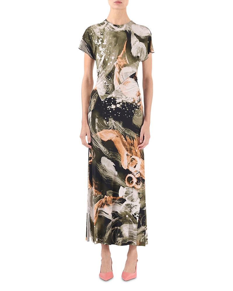 Jason Wu Collection Brushstroke Print Jersey Dress In Olive