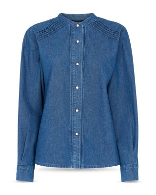 Pintucked Denim Shirt