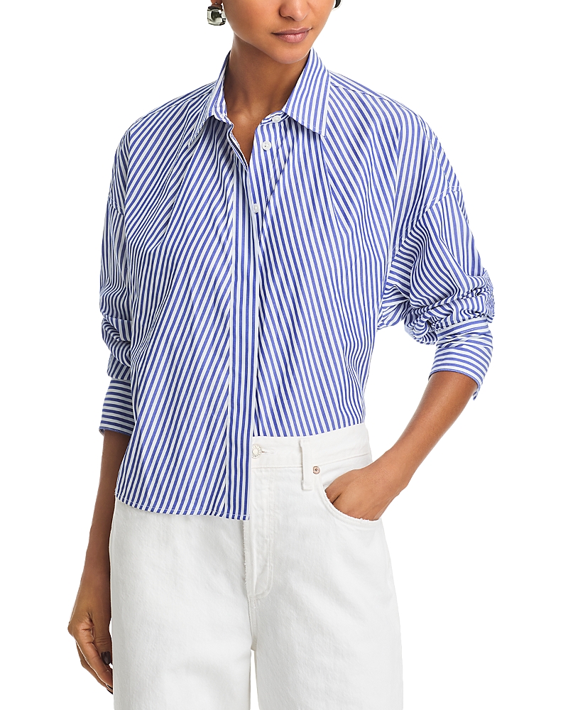 Rag & Bone Martha Stripe Cotton Button-up Shirt In Blue Stripe
