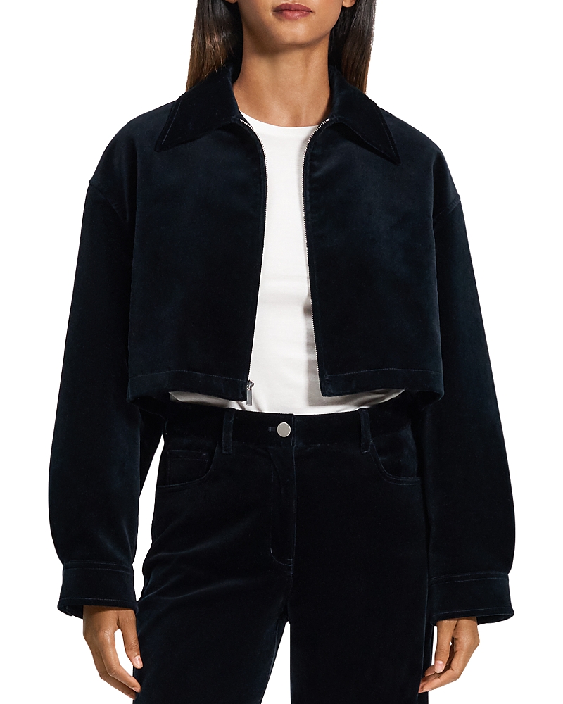 Theory A-line Jacket In Velvet In Baltic