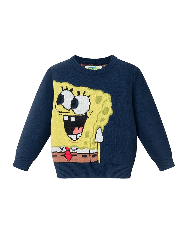 Andy & Evan Boys' Spongebob Squarepants X Buddies Wrap-around Jacquard Sweater - Little Kid In Navy