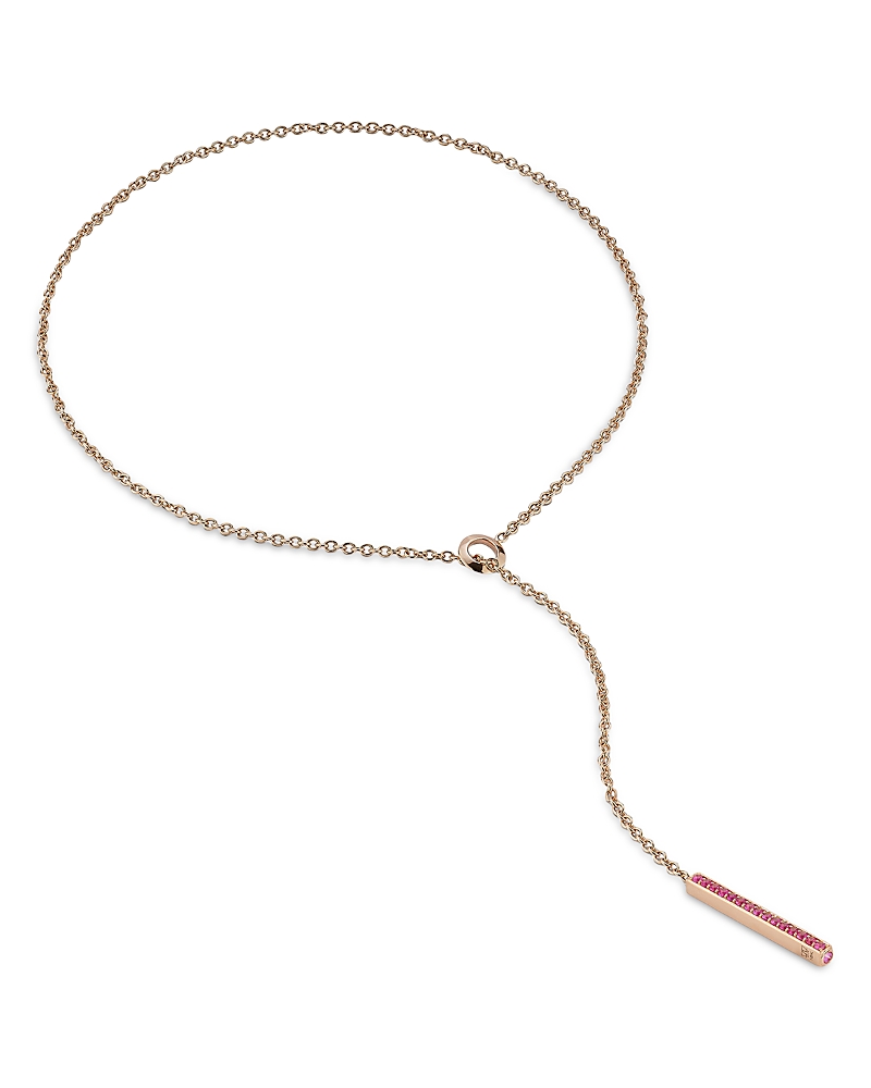 Walters Faith 18k Rose Gold Pink Sapphire Linear Bar Lariat Necklace, 18 In Pink