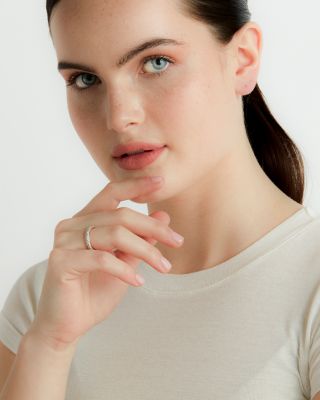 18K Rose & White Gold Diamond Pav&eacute; Eternity Band