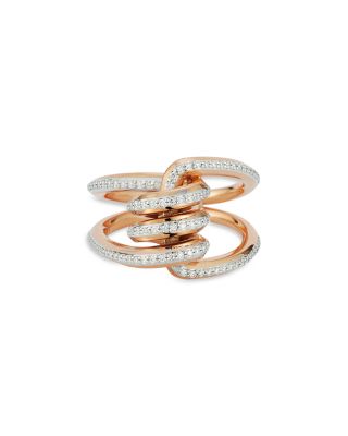 Walters Faith - 18K Rose & White Gold Huxley Diamond Coil Link Ring