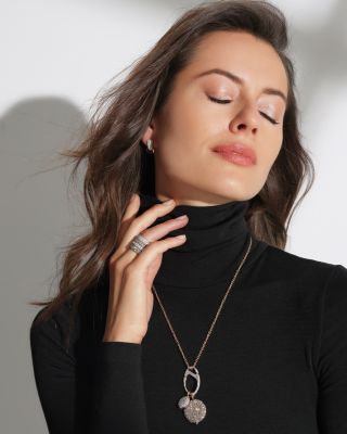 18K Rose Gold Diamond Pav&eacute; Charm Holder Pendant