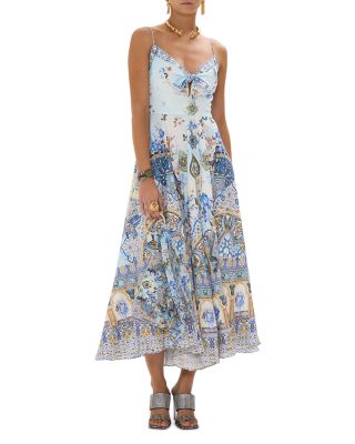 Printed Linen Tie Front Dress in Al Manial Palace Memoirs
