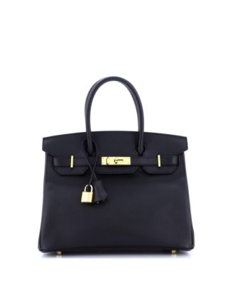 Pre-Owned Hermes Birkin 30 Handbag Black Epsom with Gold Hardware