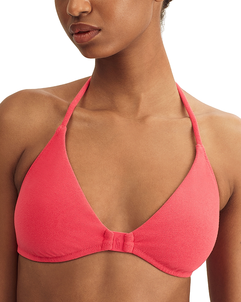 Shop Polo Ralph Lauren Halter Triangle Bikini Top In Pearl Coral