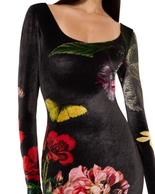 Alice and Olivia Delora Velvet Scoop Neck Midi Dress | Bloomingdale's Women