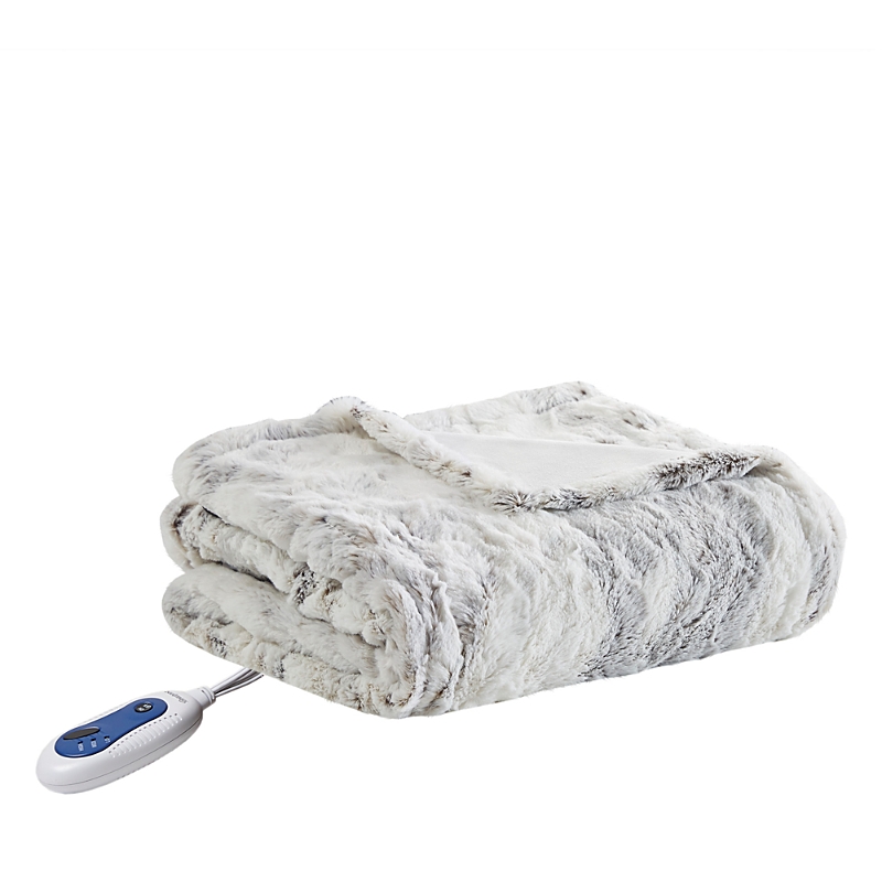 Beautyrest Zuri Oversized Faux Fur Heated Throw, 50 X 70 In Natural