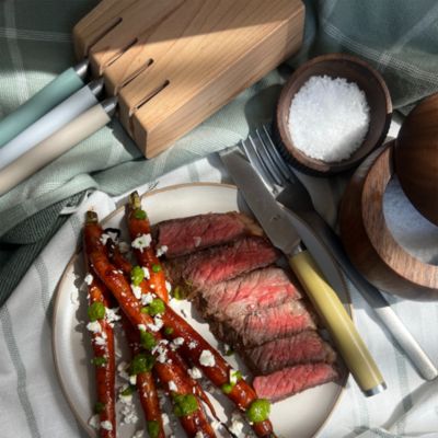 Matte Stainless Steel Set of 4 Table Knives and Holder