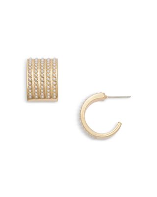 Imitation Pearl Multirow Huggie Hoop Earrings